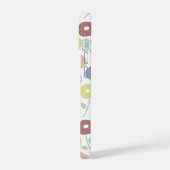 Wazige Bloem Herhalingspatroon Pastels op Wit iPhone 15 Case (Linkerkant)