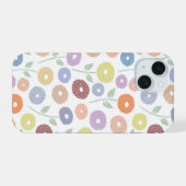 Wazige Bloem Herhalingspatroon Pastels op Wit iPhone 15 Case (Achterkant horizontaal)