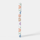 Wazige Bloem Herhalingspatroon Pastels op Wit iPhone 15 Case (Rechterkant)