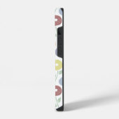 Wazige Bloem Herhalingspatroon Pastels op Wit iPhone Hoesje (Linkerkant)