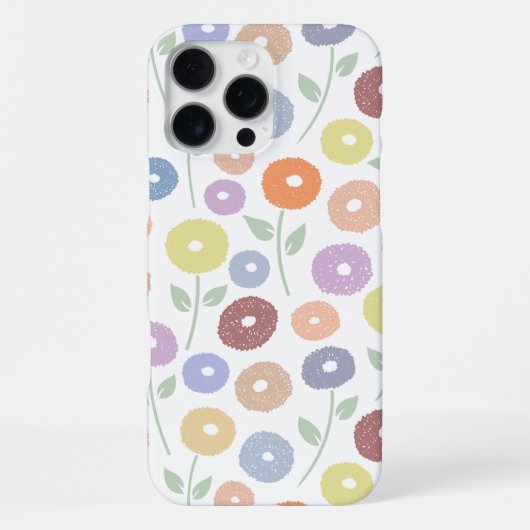 Wazige Bloem Herhalingspatroon Pastels op Wit iPhone Hoesje (Achterkant)
