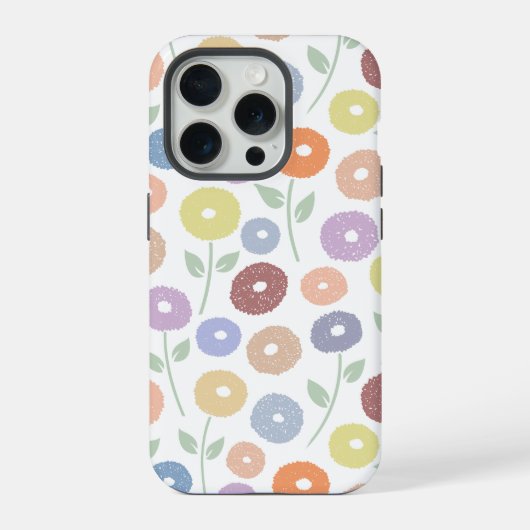 Wazige Bloem Herhalingspatroon Pasteltinten op Wit iPhone Hoesje (Achterkant)