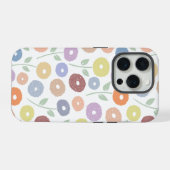 Wazige Bloem Herhalingspatroon Pasteltinten op Wit iPhone Hoesje (Achterkant horizontaal)
