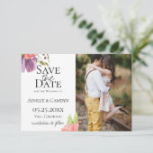 Wazige bloemenfoto save the date aankondiging (Staand voorkant)