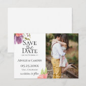Wazige bloemenfoto save the date aankondiging (Voorkant / Achterkant)