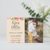 Wazige bloemenfoto save the date aankondiging (Staand voorkant)