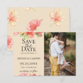 Wazige bloemenfoto save the date aankondiging (Voorkant / Achterkant)