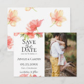 Wazige bloemenfoto save the date aankondiging (Voorkant / Achterkant)