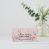 Wazige Boho Bloemen en Grassen Visitekaartje (Staand voorkant)
