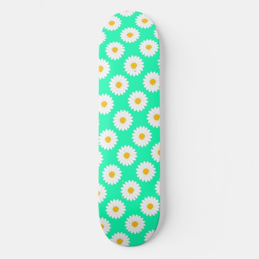 Wazige Daisy Bloem Patroon Aqua Skateboard (Voorkant)