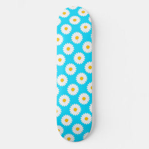 Wazige Daisy Bloem Patroon Hemelblauwe Skateboard