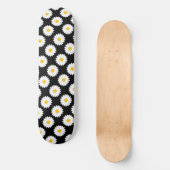 Wazige Daisy Bloem Patroon Zwarte Skateboard (Voorkant)