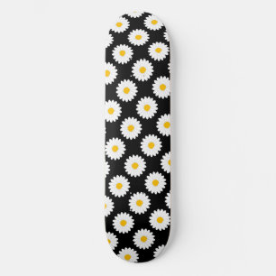 Wazige Daisy Bloem Patroon Zwarte Skateboard