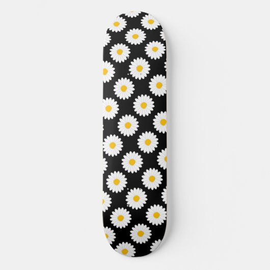 Wazige Daisy Bloem Patroon Zwarte Skateboard (Voorkant)
