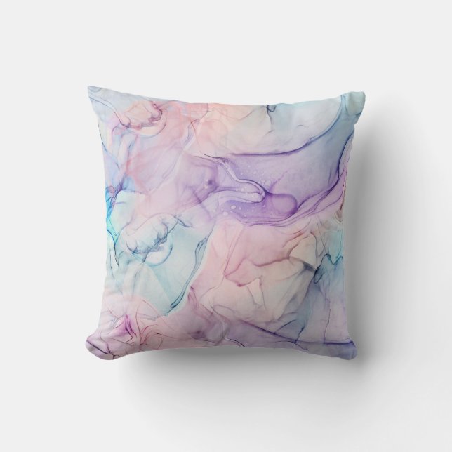 Wazige Ethische Pastel Waterverf Inkt Fantasie Gla Kussen (Voorkant)