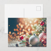 Wazige Glitter Achtergrond met Kerstversiering Briefkaart (Voorkant / Achterkant)