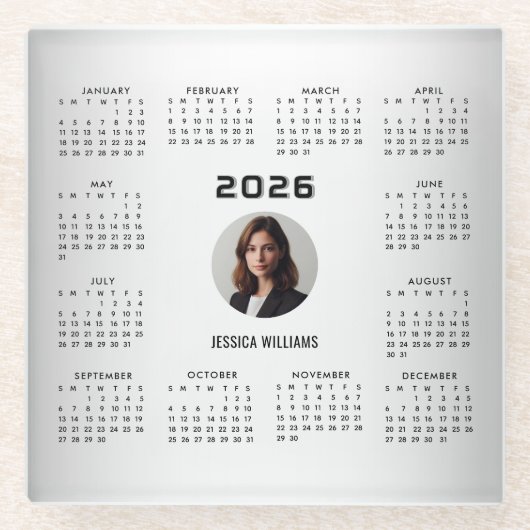 Wazige Grijze Achtergrond Aangepaste Foto 2026 Kal Glazen Onderzetter (Voorkant)