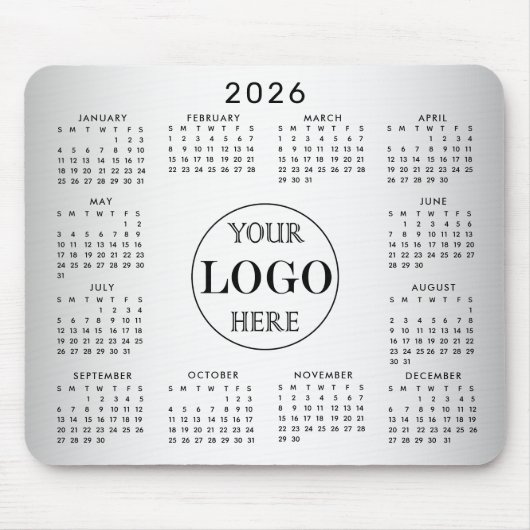 Wazige Grijze Achtergrond Aangepaste Logo 2026 Kal Muismat (Voorkant)