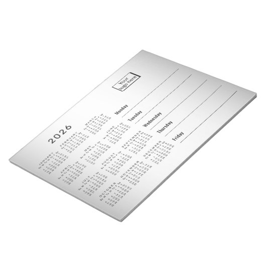 Wazige Grijze Achtergrond Aangepaste Logo 2026 Kal Notitieblok (Schuin)