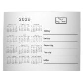 Wazige Grijze Achtergrond Aangepaste Logo 2026 Kal Notitieblok (Voorkant)