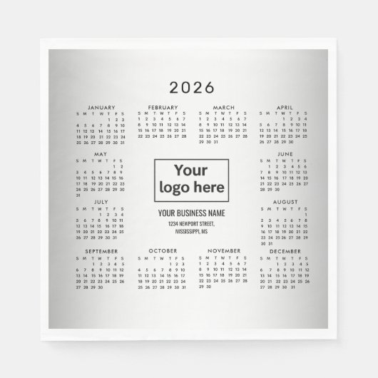 Wazige Grijze Achtergrond Aangepaste Logo 2026 Kal Servet (Voorkant)