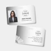Wazige Grijze Achtergrond Aangepaste Logo Business Badge (Voor- en achterkant)