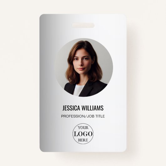 Wazige Grijze Achtergrond Aangepaste Logo Business Badge (Voorkant)