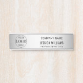 Wazige Grijze Achtergrond Aangepaste Logo Business Deurbordje (Voorkant)