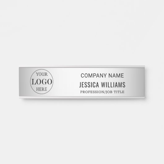 Wazige Grijze Achtergrond Aangepaste Logo Business Deurbordje (Voorkant)