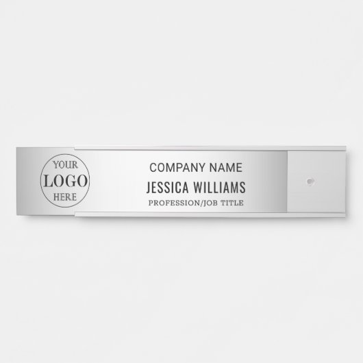 Wazige Grijze Achtergrond Aangepaste Logo Business Deurbordje (Voorkant)