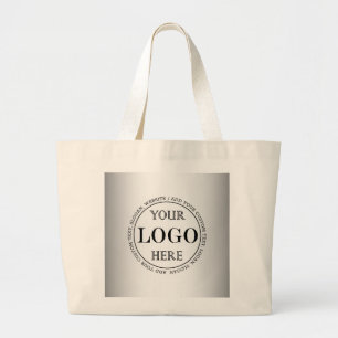 Wazige Grijze Achtergrond Aangepaste Logo Business Grote Tote Bag