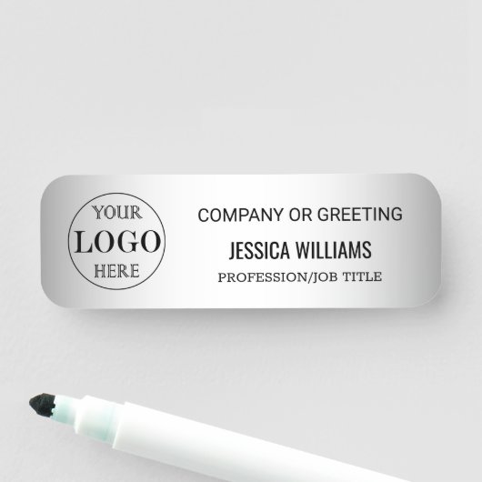 Wazige Grijze Achtergrond Aangepaste Logo Business Naamplaatje (In situ)