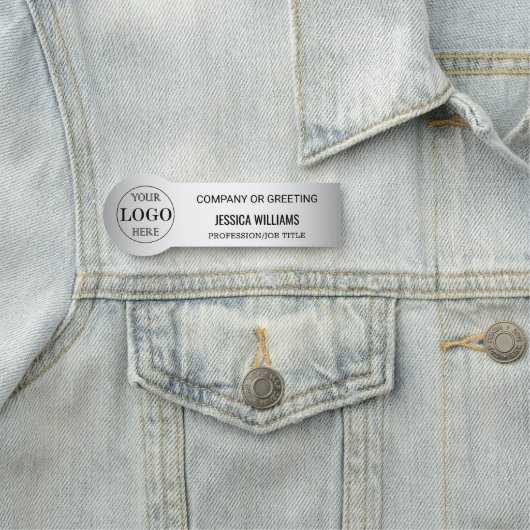 Wazige Grijze Achtergrond Aangepaste Logo Business Naamplaatje (In situ)