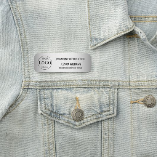 Wazige Grijze Achtergrond Aangepaste Logo Business Naamplaatje (In situ)