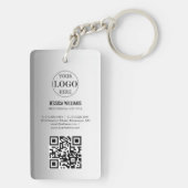 Wazige Grijze Achtergrond Aangepaste Logo Sleutelhanger (achterkant)