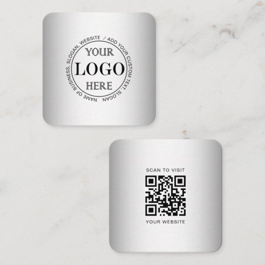 Wazige Grijze Achtergrond Aangepaste Logo Vierkante Visitekaartje (Voorkant / Achterkant)