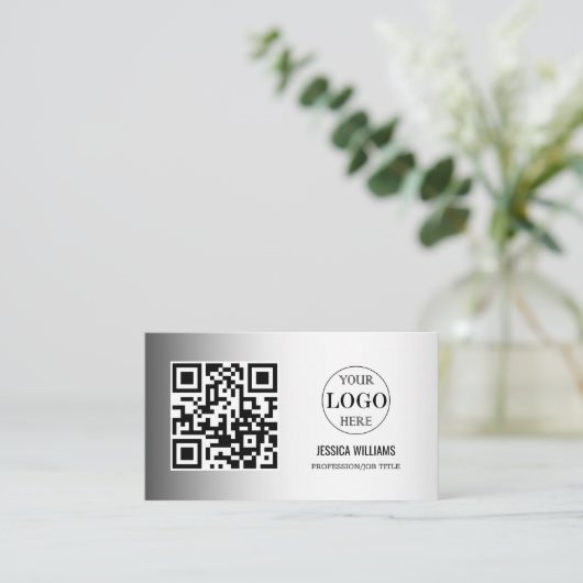 Wazige Grijze Achtergrond Aangepaste Logo Visitekaartje (Staand voorkant)