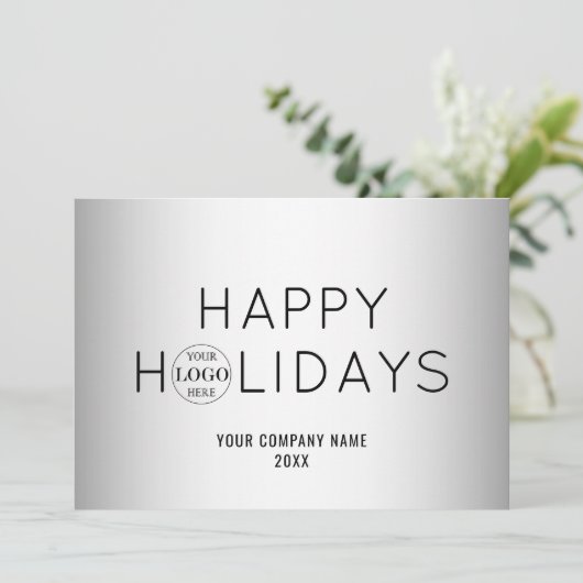 Wazige grijze achtergrond Corporate Business Logo Feestdagenkaart (Staand voorkant)