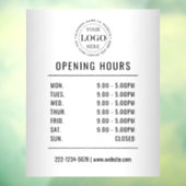 Wazige grijze openingstijden logo bedrijf  raamsticker