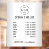 Wazige grijze openingstijden logo bedrijf  raamsticker