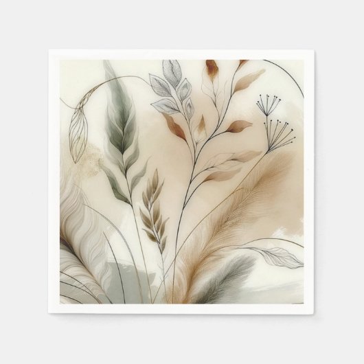 Wazige groene moderne botanische boho-bruiloft servet (Voorkant)