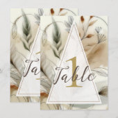 Wazige groene moderne botanische boho bruiloft taf kaart (Voorkant / Achterkant)