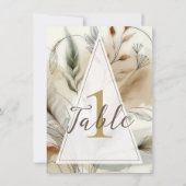 Wazige groene moderne botanische boho bruiloft taf kaart (Achterkant)