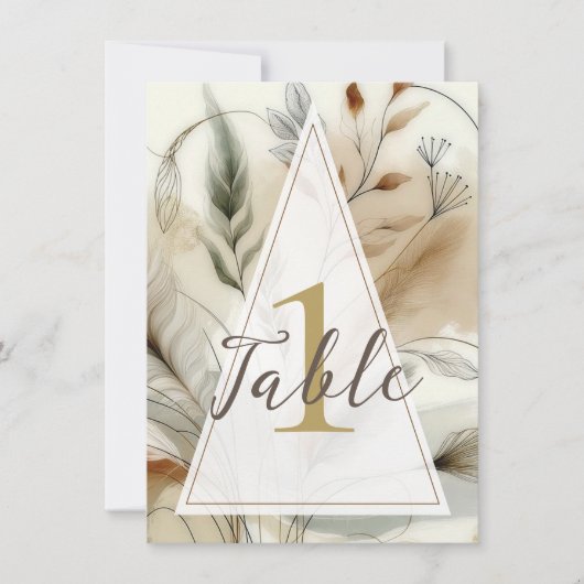 Wazige groene moderne botanische boho bruiloft taf kaart (Voorkant)