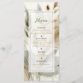 Wazige groene moderne botanische boho-huwelijksmen menu (Voorkant)