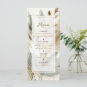 Wazige Groene Moderne Botanische Boho Trouwmenu Menu (Staand voorkant)