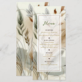 Wazige Groene Moderne Botanische Boho Trouwmenu Menu