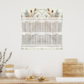Wazige Groene Moderne Botanische Boho Zitplaatsen Poster (Keuken)