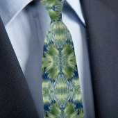 Wazige groene X op abstract denim patroon Stropdas