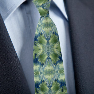Wazige groene X op abstract denim patroon Stropdas